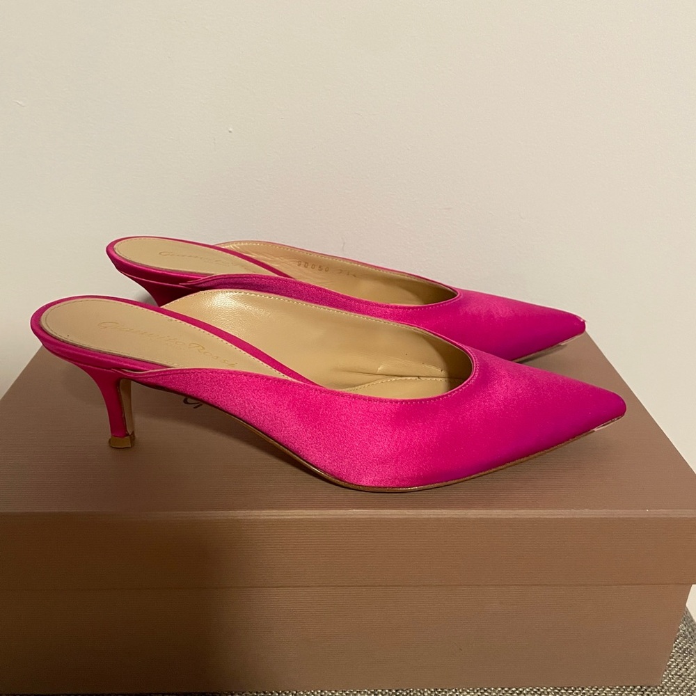 Gianvito Rossi Pink Kitten Heel Mules